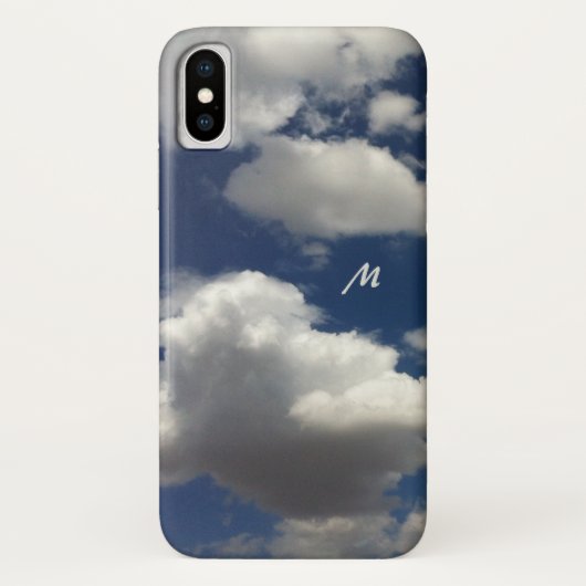 Minimale blauwe zomerhemel met Clouds Monogram Case-Mate iPhone Case (Achterkant)