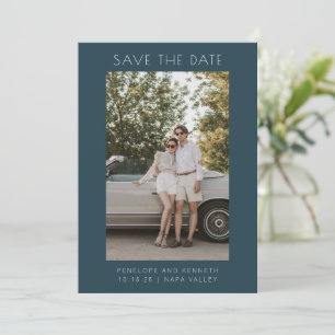Minimale Blauwgroen, eenvoudige elegante foto van Save The Date