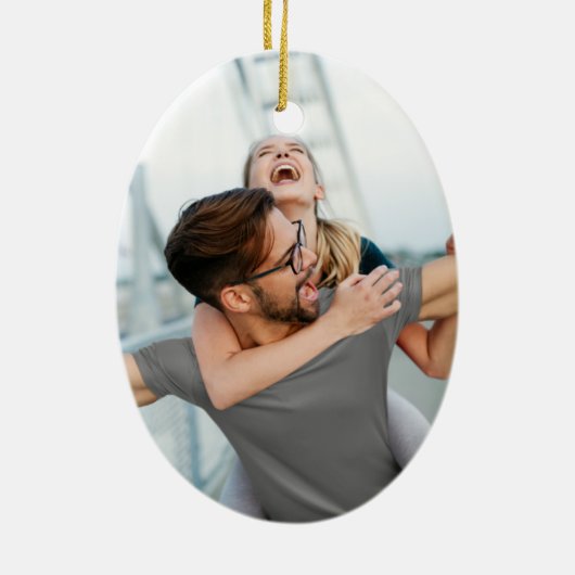 Minimale Blauwgroen Fototekst Opslaan Datum Keramisch Ornament (Achterkant)