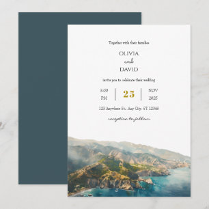 Minimale Blauwgroen Ocean Coastal Mountain Beach b Kaart