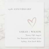 Minimale blindroze hartslag elk jaar Jubileum Wijn Etiket (Enkel label)