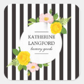 Minimale bloemenguirlande Schoonheidssalon Gestree Vierkante Sticker (Voorkant)