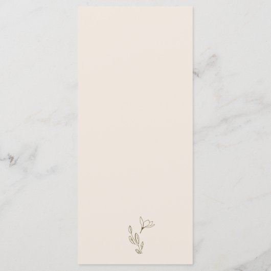 Minimale bloemenkrans aardetoon monogram bruiloft menu (Achterkant)