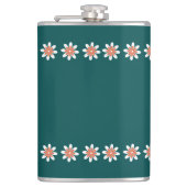 Minimale bloemenrand retro diep Blauwgroen Heupfles (Voorkant)