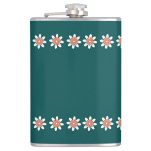 Minimale bloemenrand retro diep turquoise heupfles