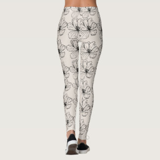 Minimale bloemrijke lijnkunstleggings leggings