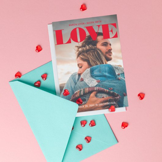 Minimale blote rode foto save the date