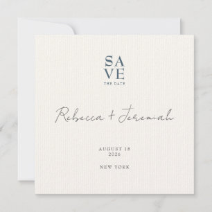 Minimale Blue Grey Sophisticated Script Wedding Save The Date