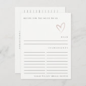 Minimale Blush Hart Bruiloftssalon Recept Verzoek Briefkaart (Voorkant / Achterkant)
