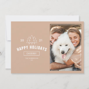 Minimale Blush Pink Couple Multi Photo Dog Feestdagenkaart