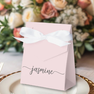 Minimale Blush Roze Meisjesachtige Monogram Naam S Bedankdoosjes