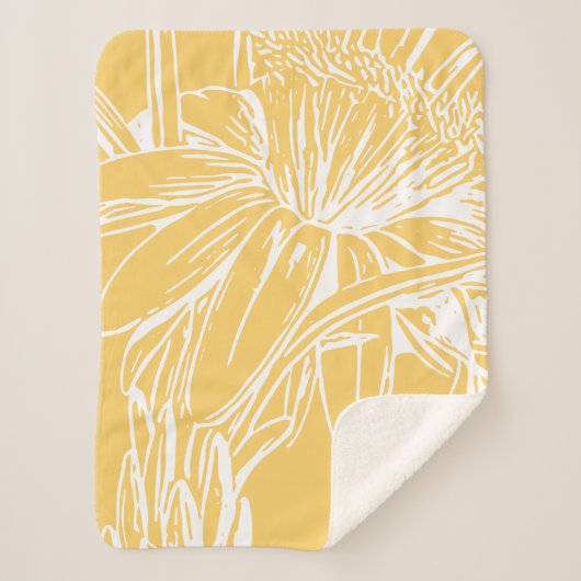 Minimale bodemlijn Tekening geel Sherpa Deken (Voorkant)