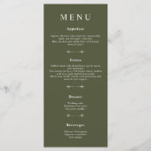 Minimale Bohemen Olive Green Wedding Menus Menu (Voorkant)