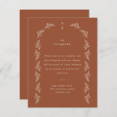 Minimale boho Arch Terracotta Wedding Reception Informatiekaartje (Voorkant / Achterkant)