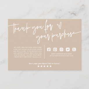 Minimale Boho Beige Earth Dank u Invoegen pakket  Informatiekaartje