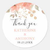 Minimale Boho bloemenbruiloft Ronde Sticker (Voorkant)