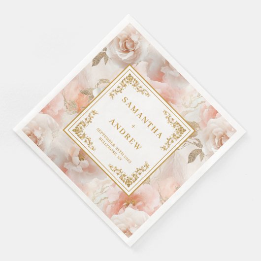 Minimale boho blush ivoor waterverf papieren serve servet (Hoek)