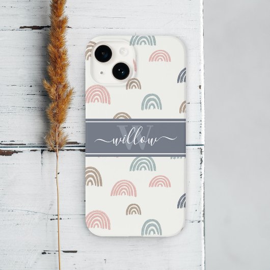 Minimale Boho Esthetiek Regenboog Monogram Case-Mate iPhone Case