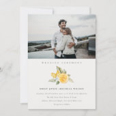 Minimale Boho Lemon Foliage Photo Wedding Invite Bedankkaart (Voorkant)