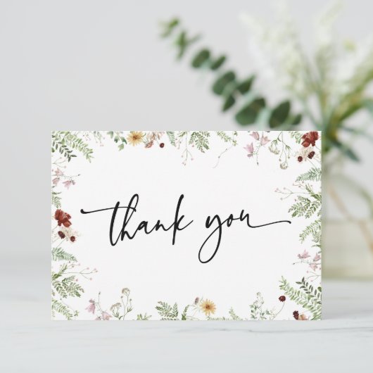 Minimale Boho Mooie Wilde Bloemen Bedankkaart (Staand voorkant)