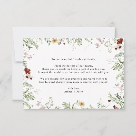 Minimale Boho Mooie Wilde Bloemen Bedankkaart (Achterkant)