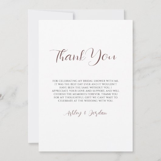 Minimale Boho Neutrale Bruidsdouche Dankkaart Bedankkaart (Achterkant)