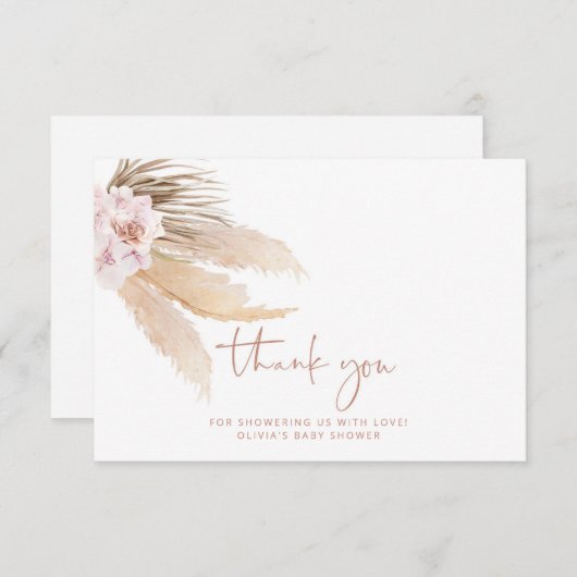 Minimale boho pampas gras dank u! kaart (Voorkant / Achterkant)