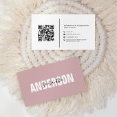 Minimale Boho roze QR-code Modern Professional Visitekaartje
