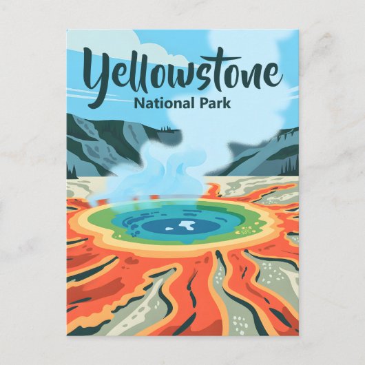 Minimale Bold Retro Yellowstone Regenboog Warmwate Briefkaart (Voorkant)
