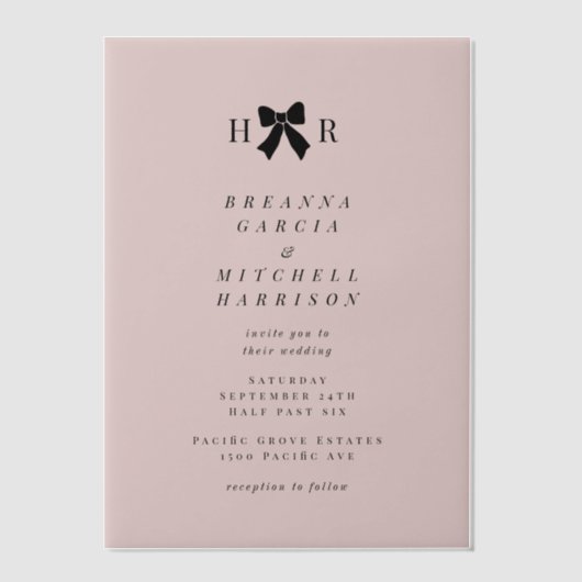 Minimale boog Initialen bruiloft Vellum Uitnodigingen (Voorkant)
