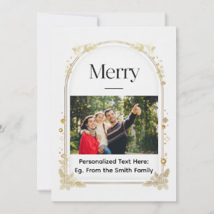 Minimale boog “Merry” vakantiekaart met voorkant Feestdagenkaart
