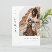 Minimale boog Save The Date Script Fotokaart (Staand voorkant)
