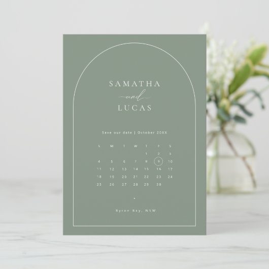 Minimale boogkalender Opslaan Datum Kaart (Staand voorkant)