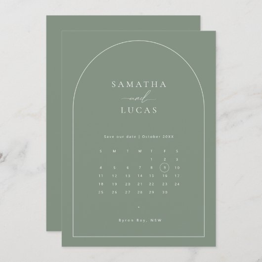 Minimale boogkalender Opslaan Datum Kaart (Voorkant / Achterkant)