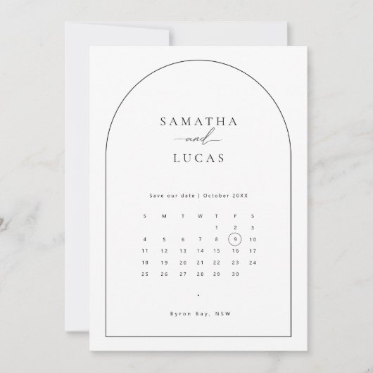 Minimale boogkalender Opslaan Datum uitnodiging (Voorkant)