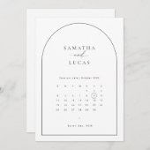 Minimale boogkalender Opslaan Datum uitnodiging (Voorkant / Achterkant)
