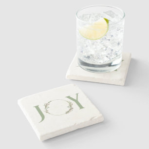 Minimale botanische aquarel krans Joy Kerstmis Stenen Onderzetter