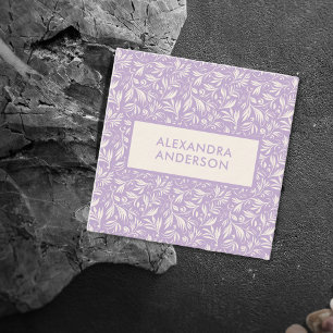 Minimale Botanische Bladeren Patroon Lavendel Vierkante Visitekaartje