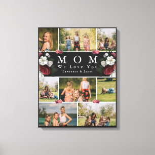 Minimale botanische bloemen Mam 8 Foto collage Canvas Afdruk