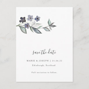 Minimale botanische bruiloft bespaart de datum briefkaart