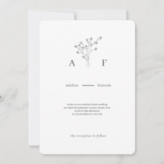 Minimale botanische bruiloft kaart