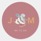 Minimale botanische bruiloft Klassic Round Sticker (Voorkant)