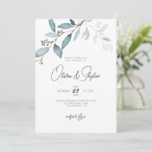 Minimale botanische eucalyptus Simple Weddenschap Kaart (Staand voorkant)