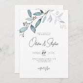 Minimale botanische eucalyptus Simple Weddenschap Kaart (Voorkant / Achterkant)