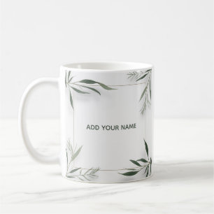 Minimale botanische frame mok met eigen naam