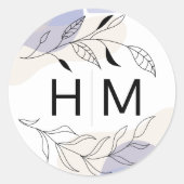 Minimale Botanische Lijn Kunst Bruiloft Envelop Af Ronde Sticker (Voorkant)