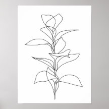 Minimale botanische lijnkunst met hoge bladeren