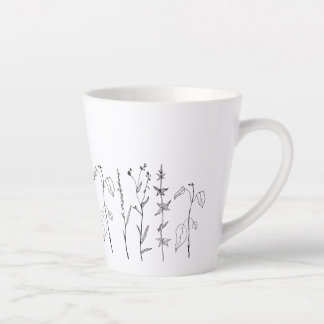 Minimale botanische lijntekening latte mok