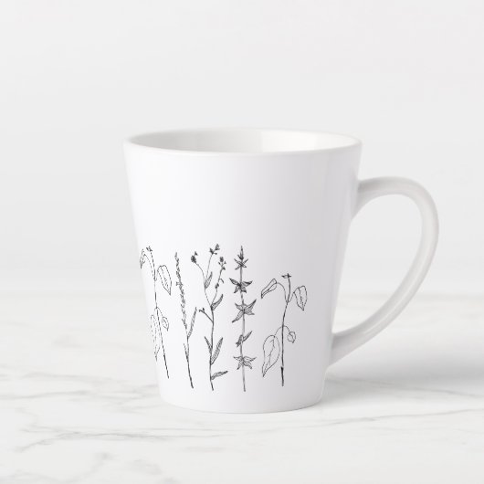 Minimale botanische lijntekening latte mok (Rechts)
