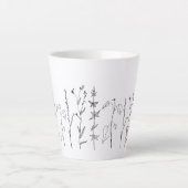 Minimale botanische lijntekening latte mok (Voorkant)
